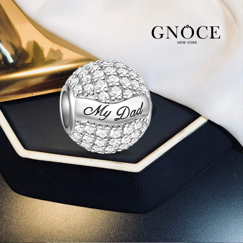 GNOCE "My Dad My Hero 925 Sterling Silver Charm Paved Pure Crystal CZ Stones Charms Bead For Father's Day Gift Fit All Major Brands Of Bracelet/Necklace Birthday Gifts - Image 2